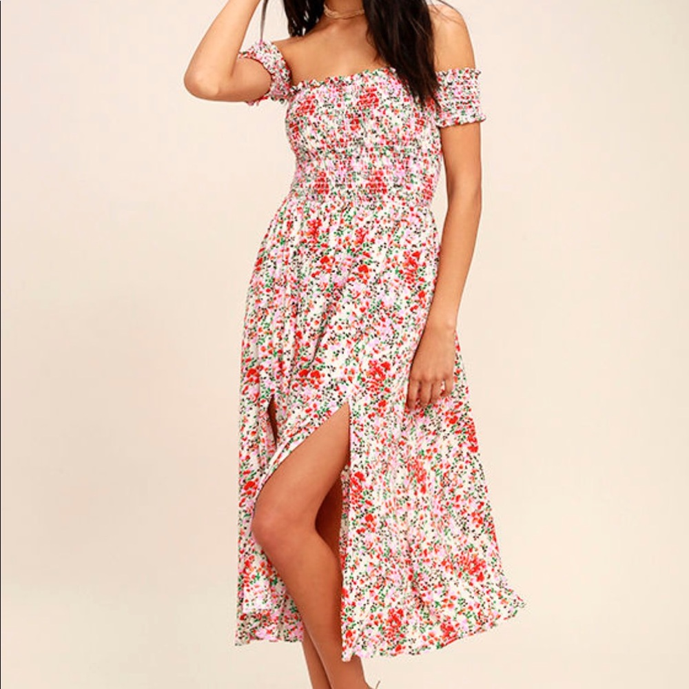 Off the Shoulder Midi Dress
